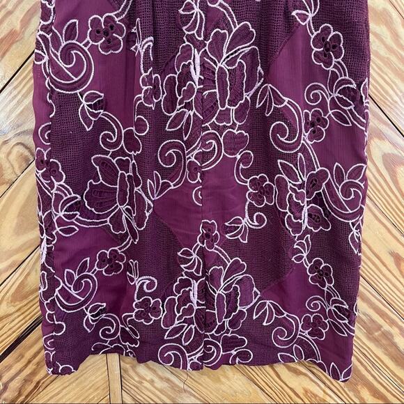 Anthropologie Lace Column Sheath Dress Red Burgundy - Picture 7 of 9